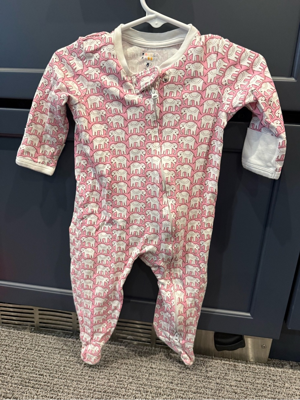 Roller Rabbit Pink and White Elephant Footed One-Piece